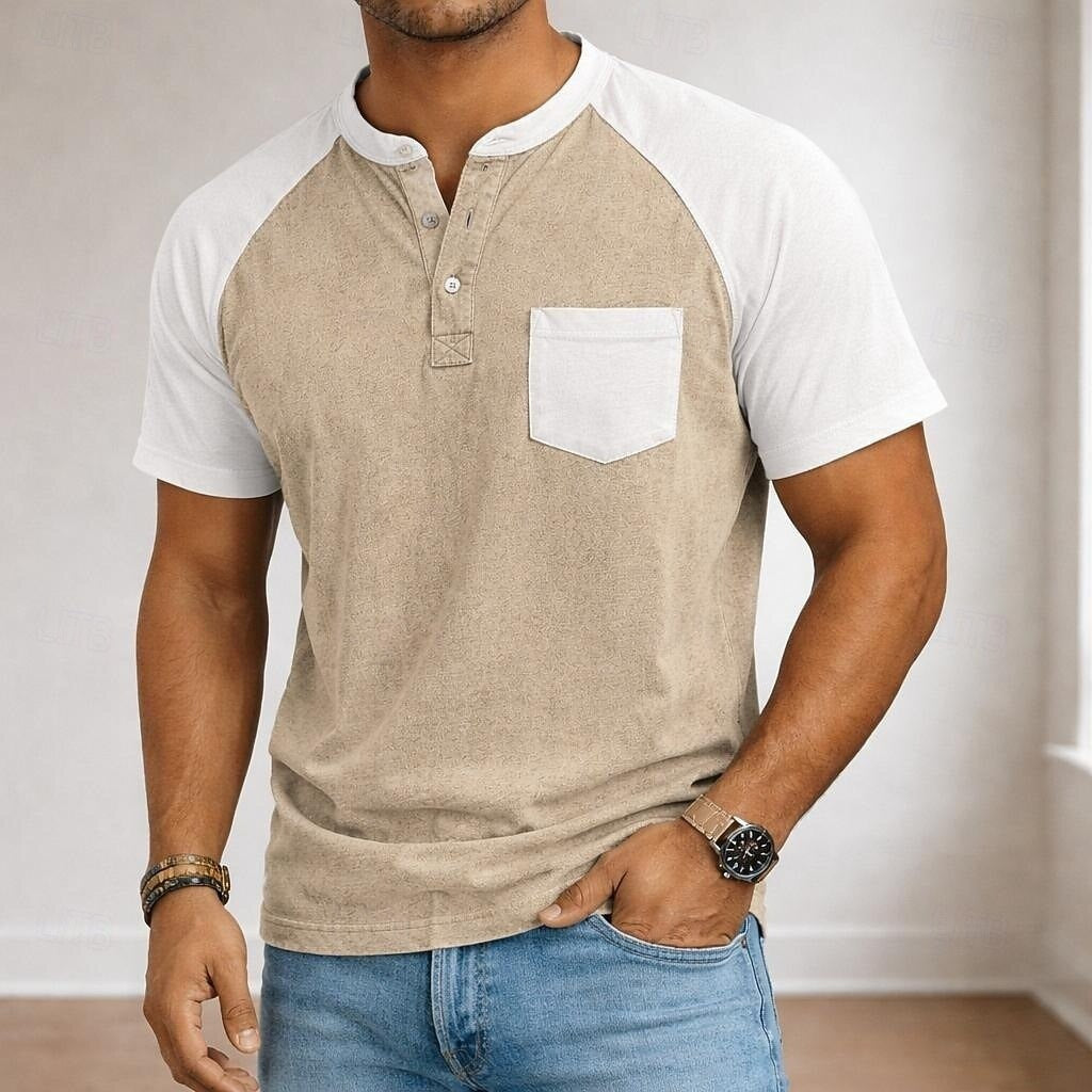 Polo-Shirt mit Henley-Kragen für Herren