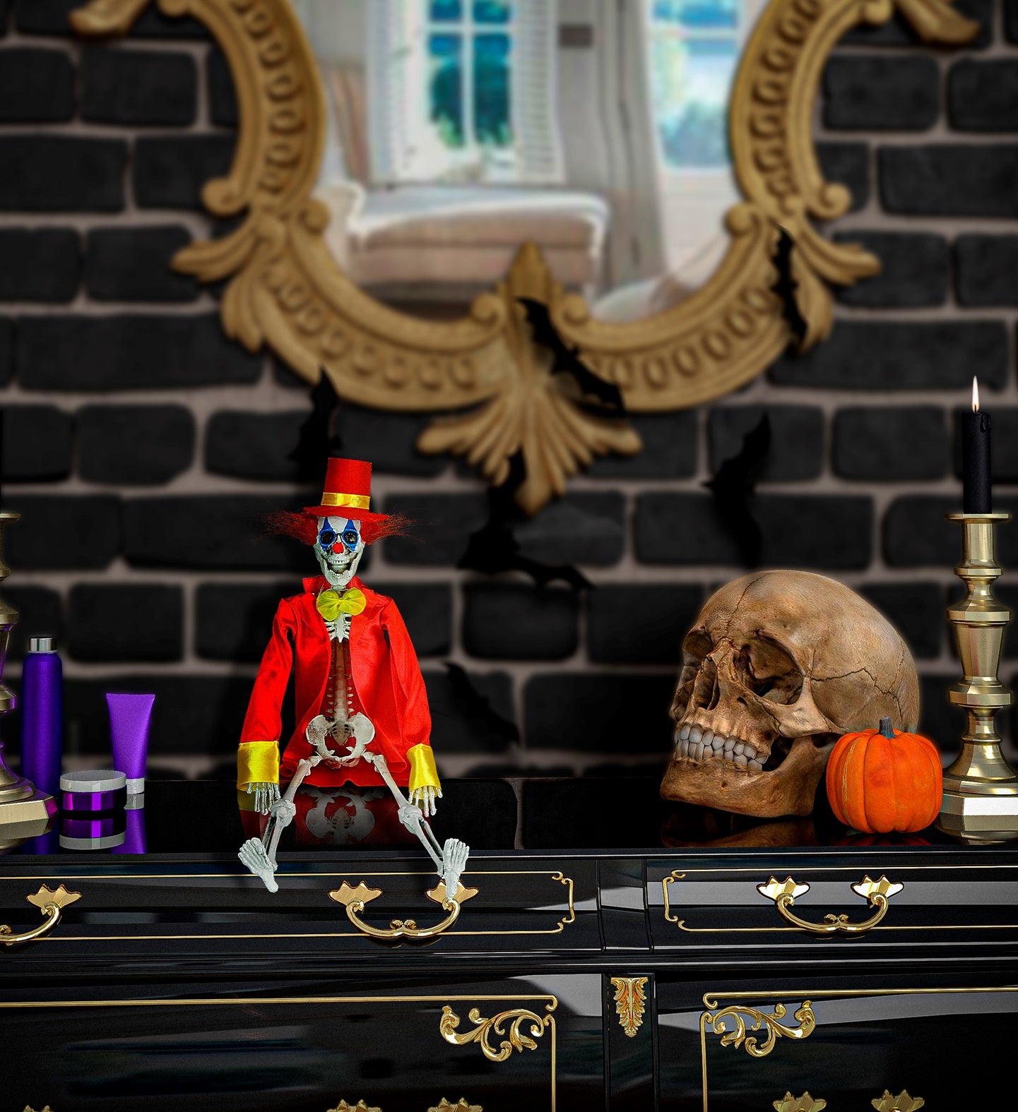 Killer Clown Skelett 40 cm