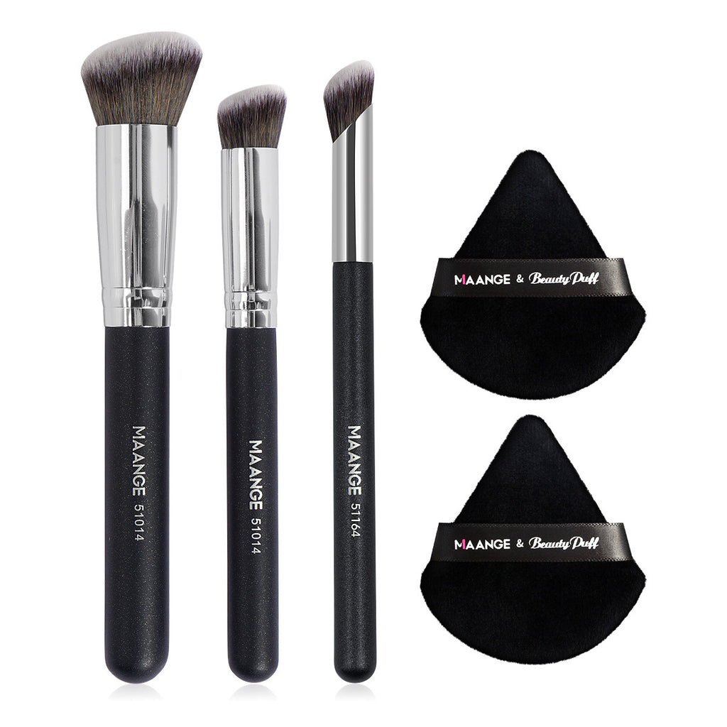 Makeup Pinsel & Dreiecks-Puderquasten-Set