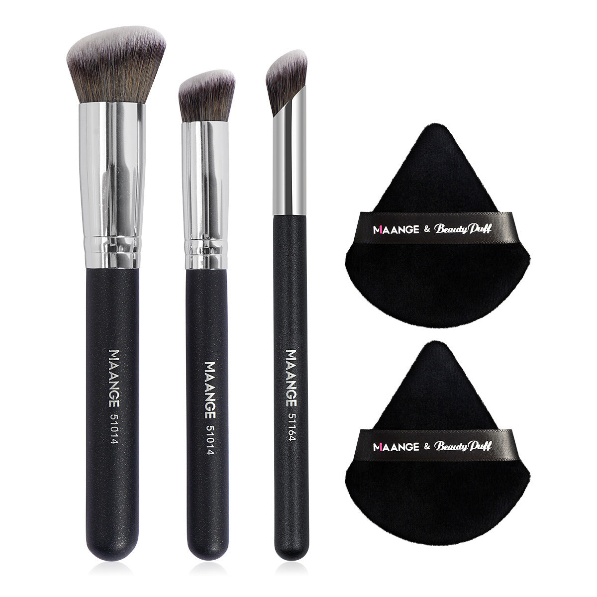 Makeup Pinsel & Dreiecks-Puderquasten-Set