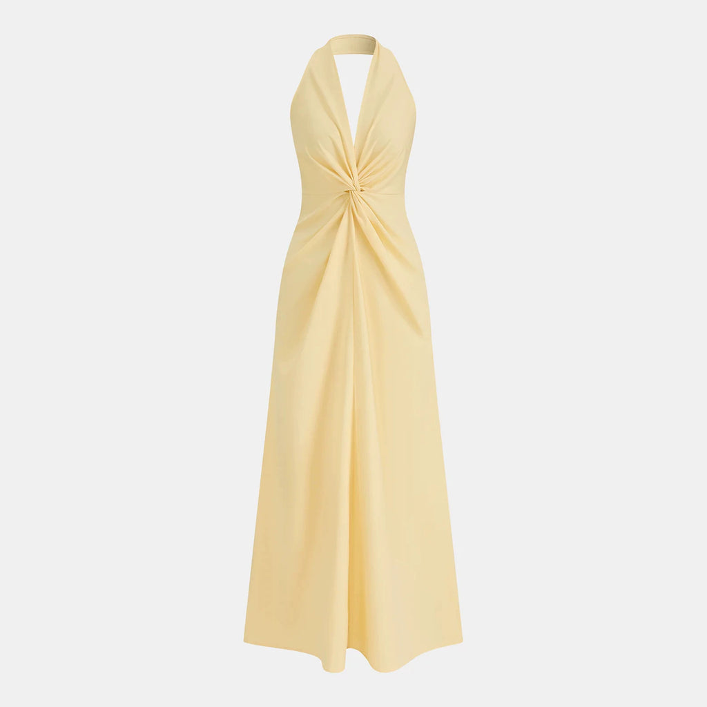 Elegantes Neckholder Plissee Maxikleid – Bild 2 | LuxeStyle