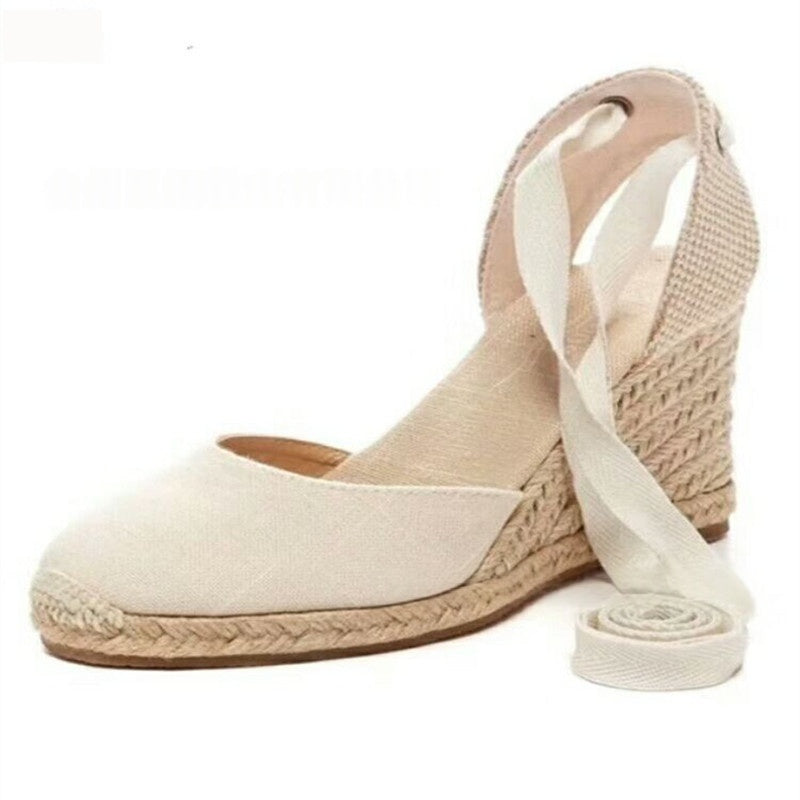 Jute Keilabsatz-Sandalen für Damen