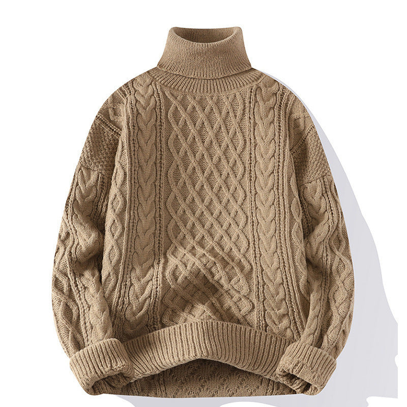 Fleecegefütterter Rundhals-High-Neck Pullover