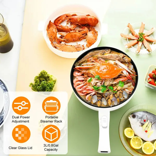 Elektrischer Hot Pot mit Antihaftpfanne & Dampfgarer – Ansicht 2