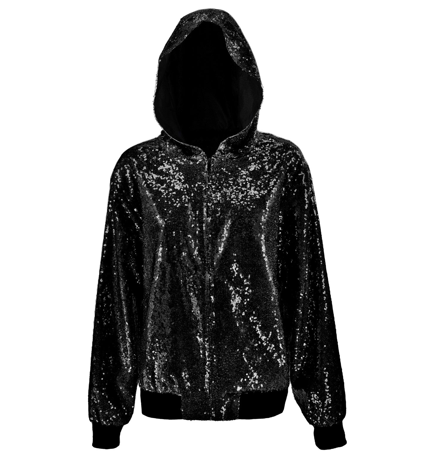 Bomberjacke mit Kapuze & Pailletten
