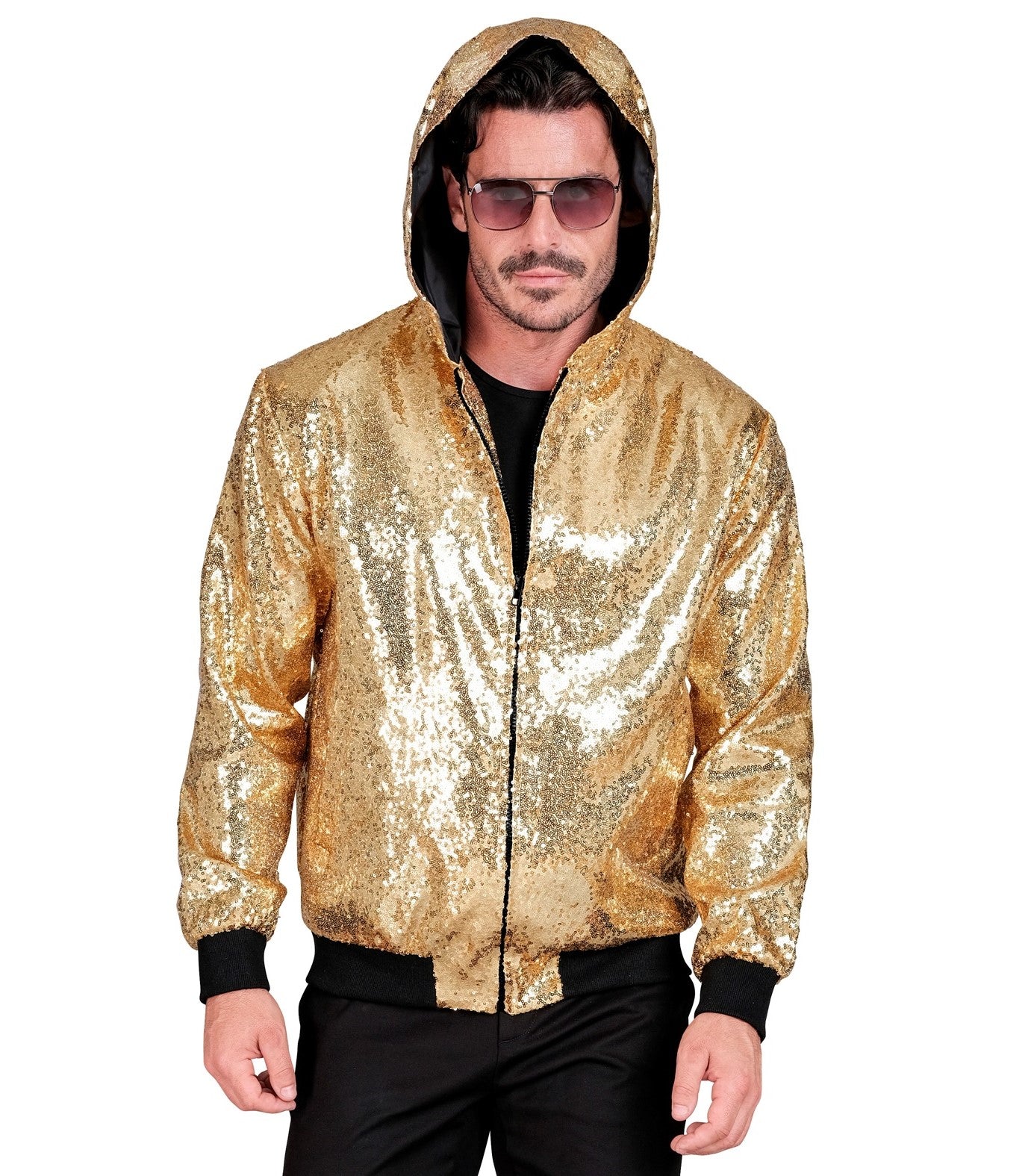 Bomber-Jacke mit Kapuze & Pailletten