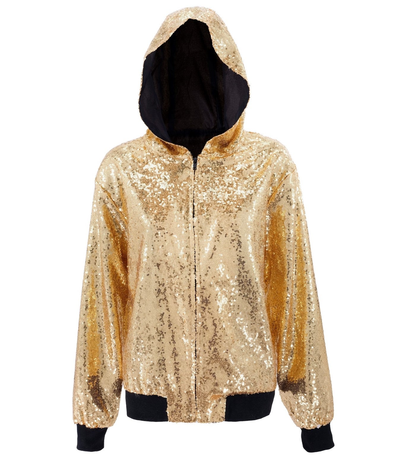 Bomber-Jacke mit Kapuze & Pailletten