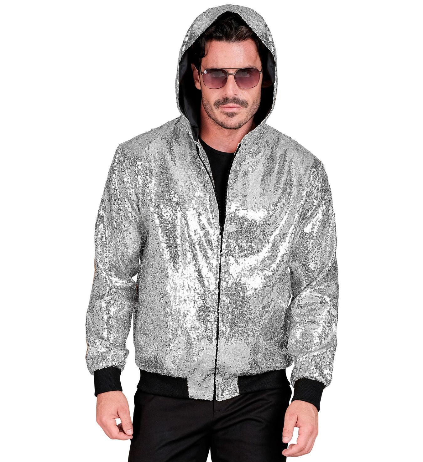 Bomber-Jacke mit Kapuze & Pailletten