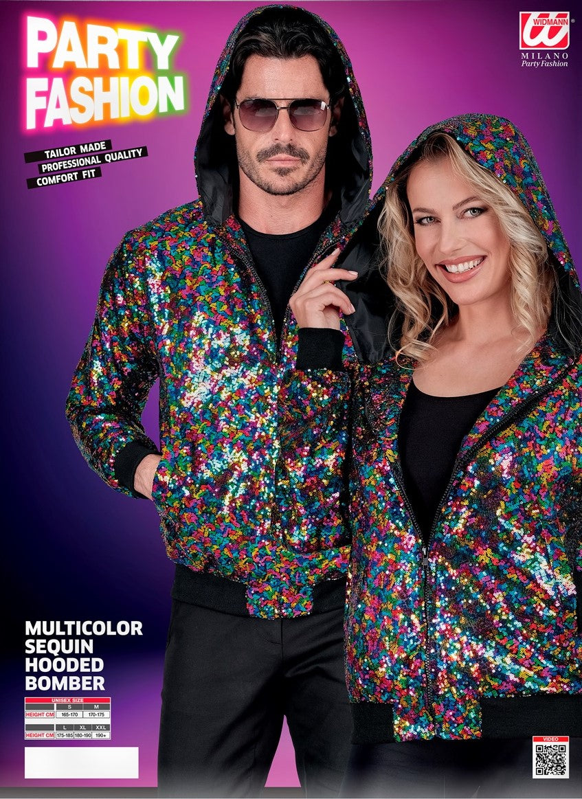 Bomber Jacke mit Kapuze & Pailletten