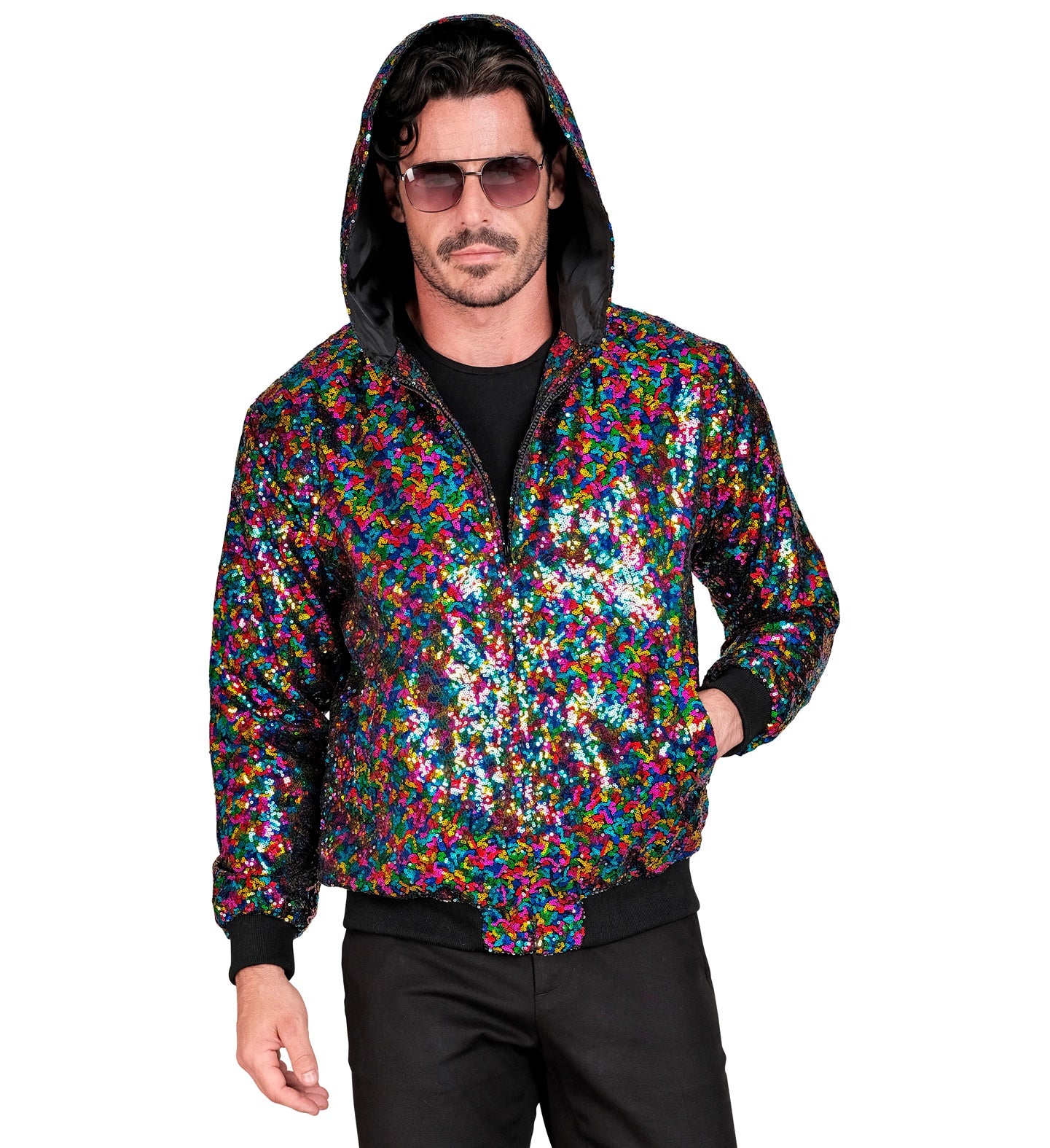 Bomber Jacke mit Kapuze & Pailletten