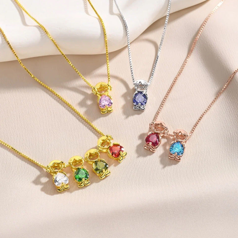 Herzförmige Kupfer-Halskette mit Diamanten