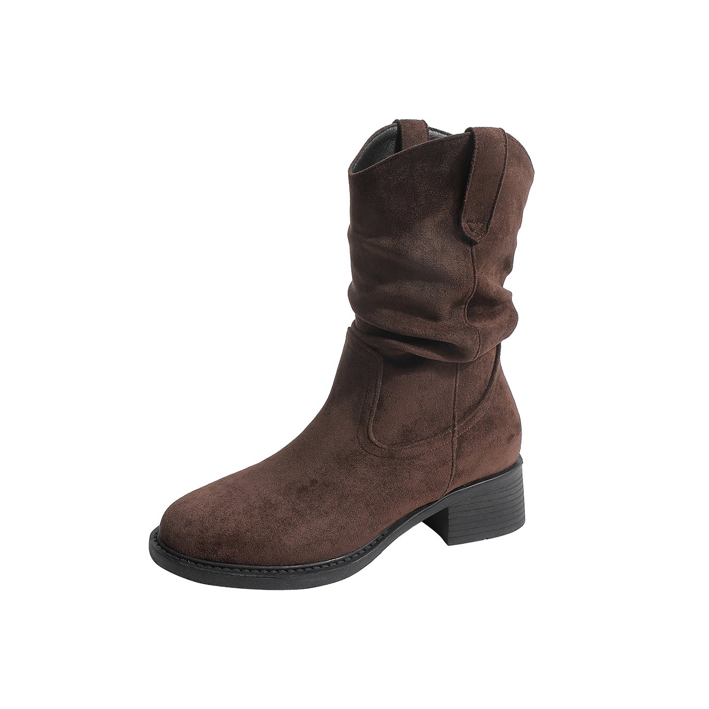 Chunky Boots aus Wildleder mit Blockabsatz