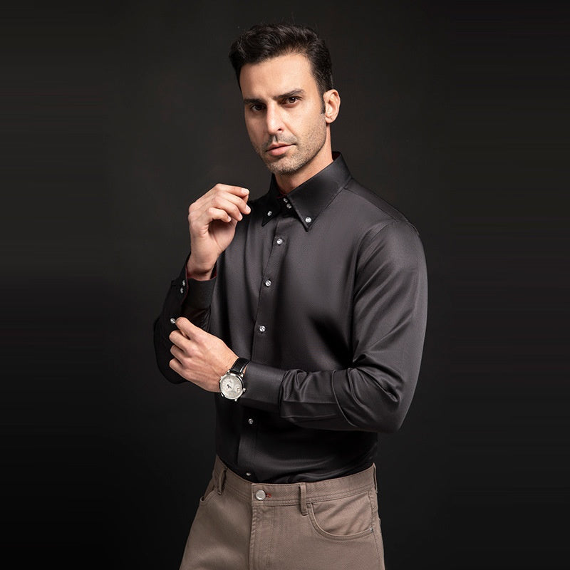 Herren-Rollkragen-Shirt mit Kristallknopf – Bild 10 | LuxeStyle