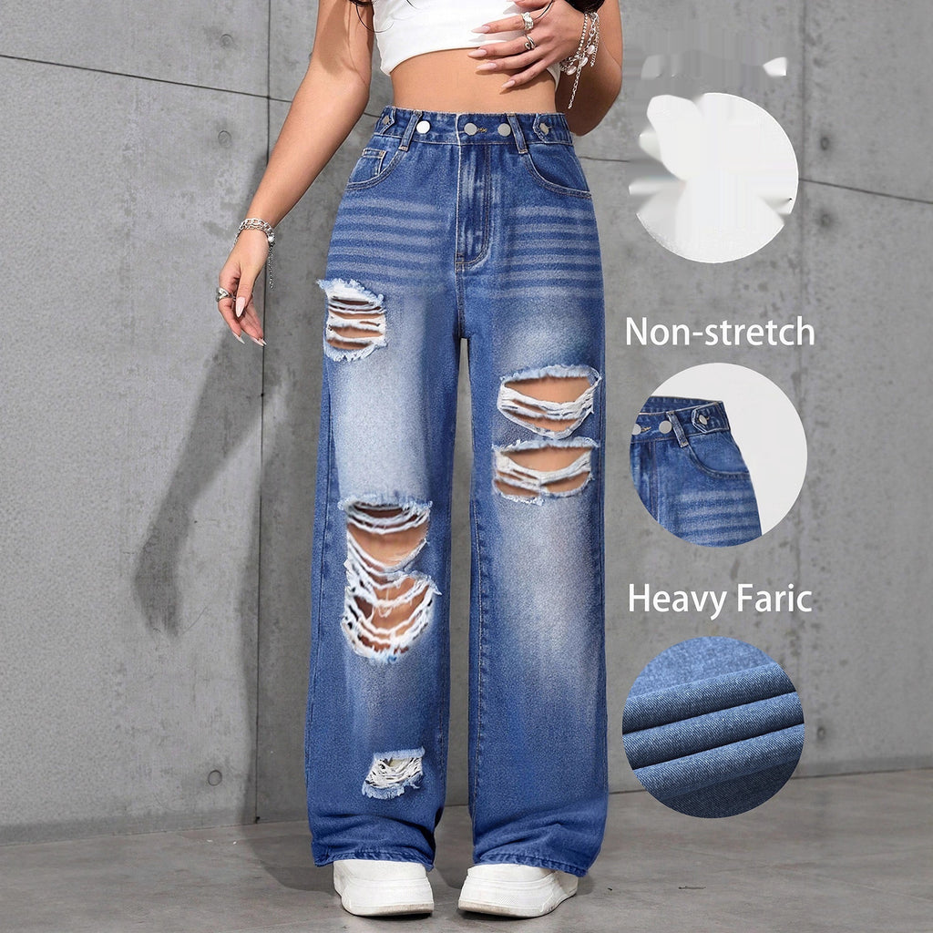 Ripped Jeans, gerade geschnitten