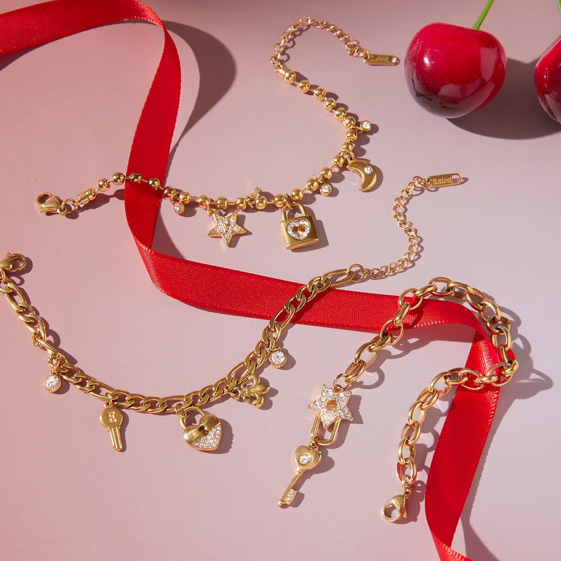 Damen-Armband aus Edelstahl mit weissen Strasssteinen – Bild 8 | LuxeStyle