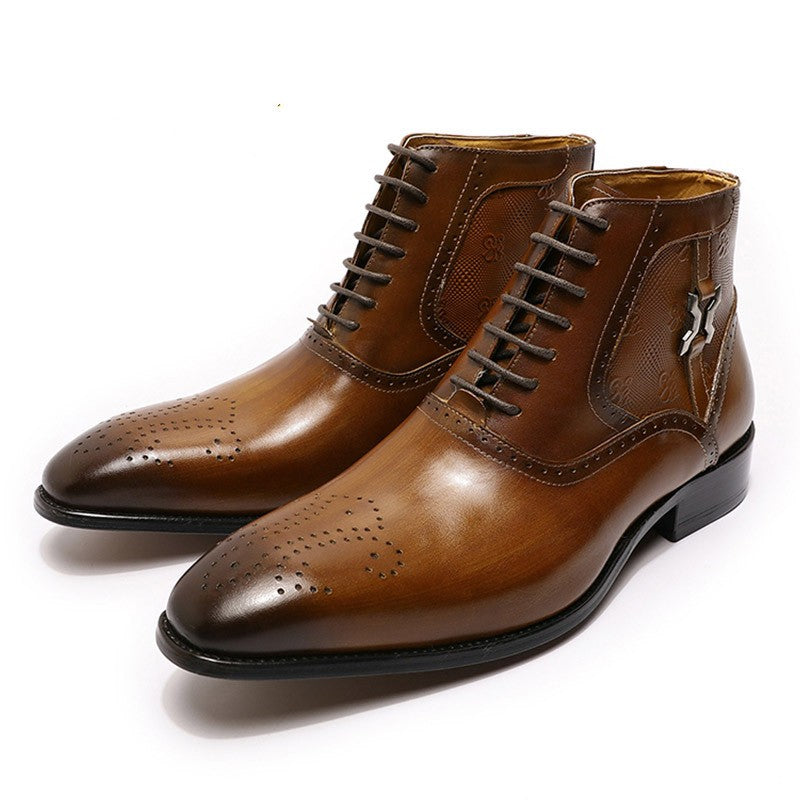 Herren-Lederstiefel mit Schnürung – Bild 8 | LuxeStyle