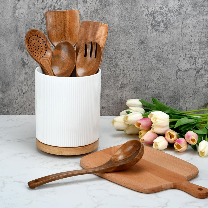 6-teiliges Kochlöffel-Set aus Teakholz