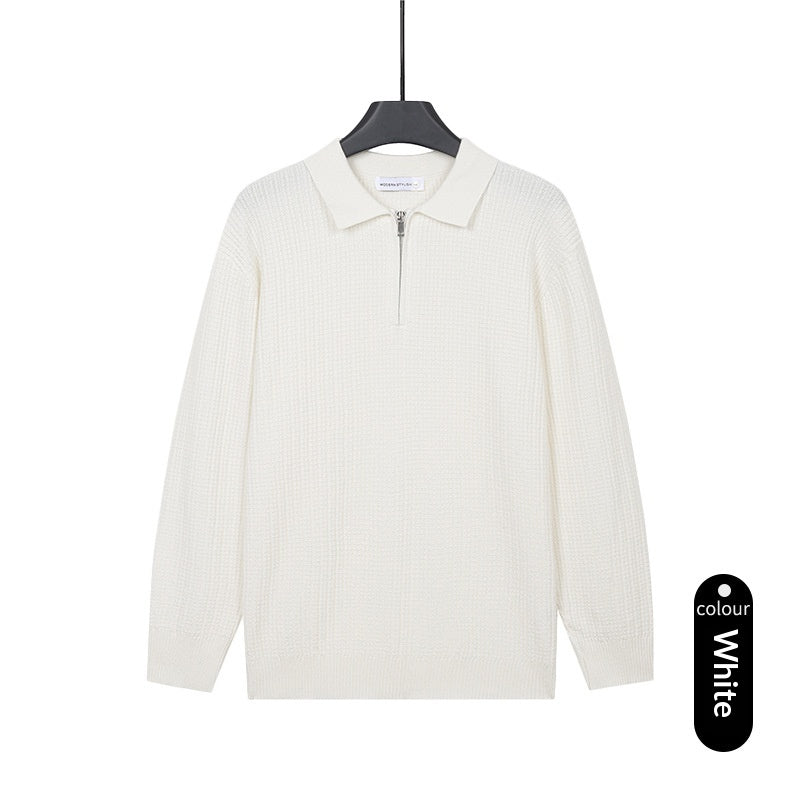 Herren Strickpullover mit Reissverschluss-Polo | LuxeStyle