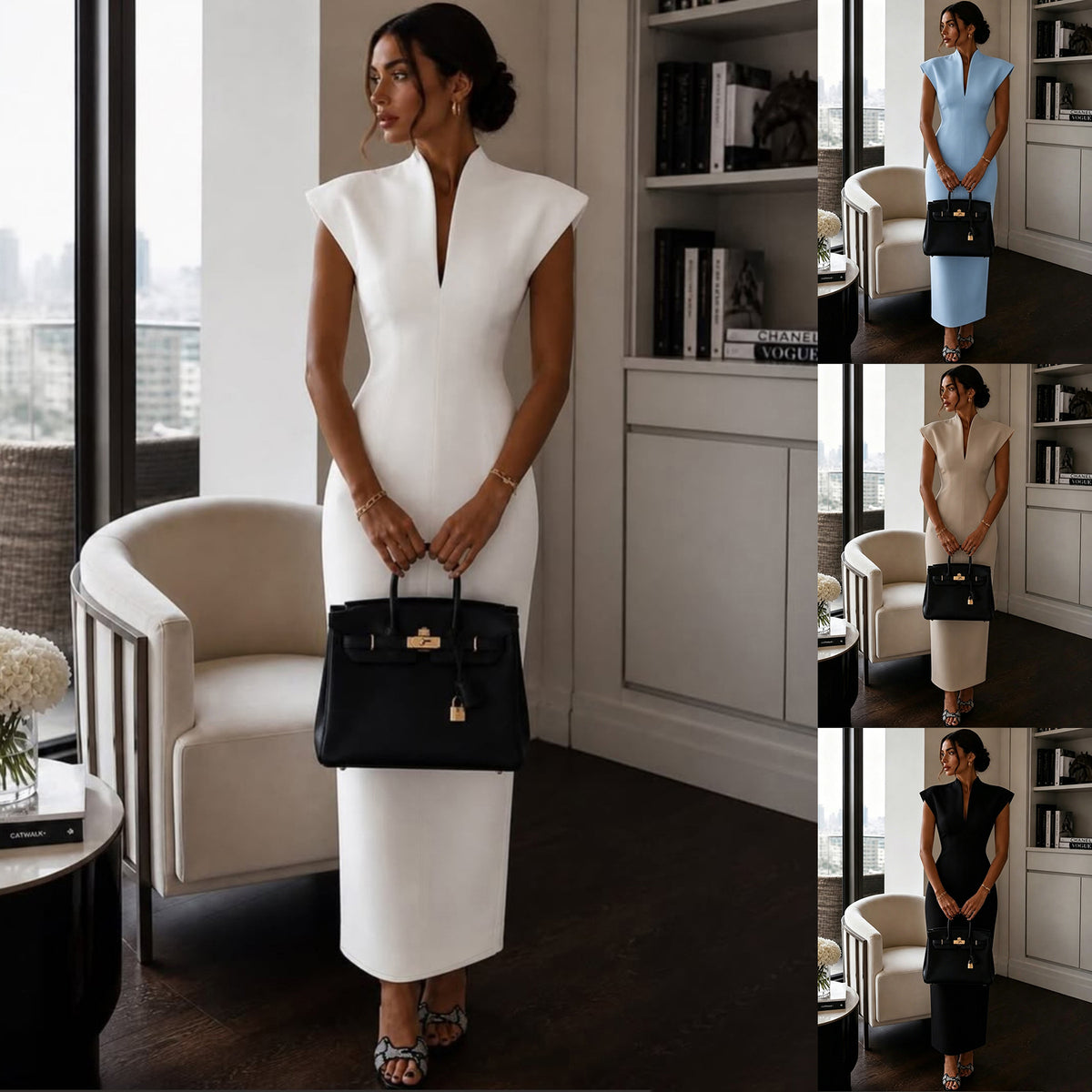 Ärmelloses Bodycon-Midikleid mit hohem Taillenschnitt – Bild 6 | LuxeStyle