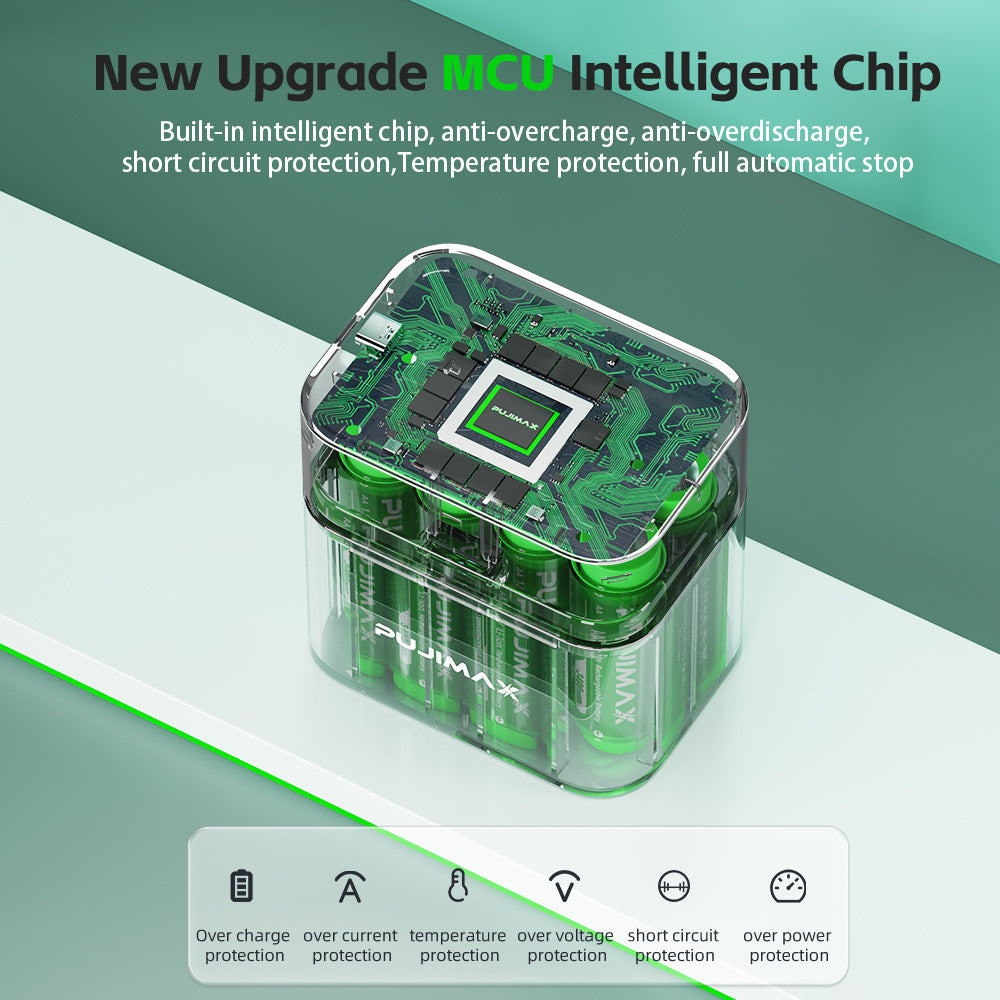 Smart AA Ladegerät mit 8 Lithium-Akkus