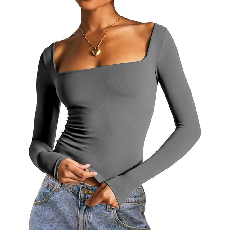 Square Neck Langarmshirt aus Milk Silk – Ansicht 4