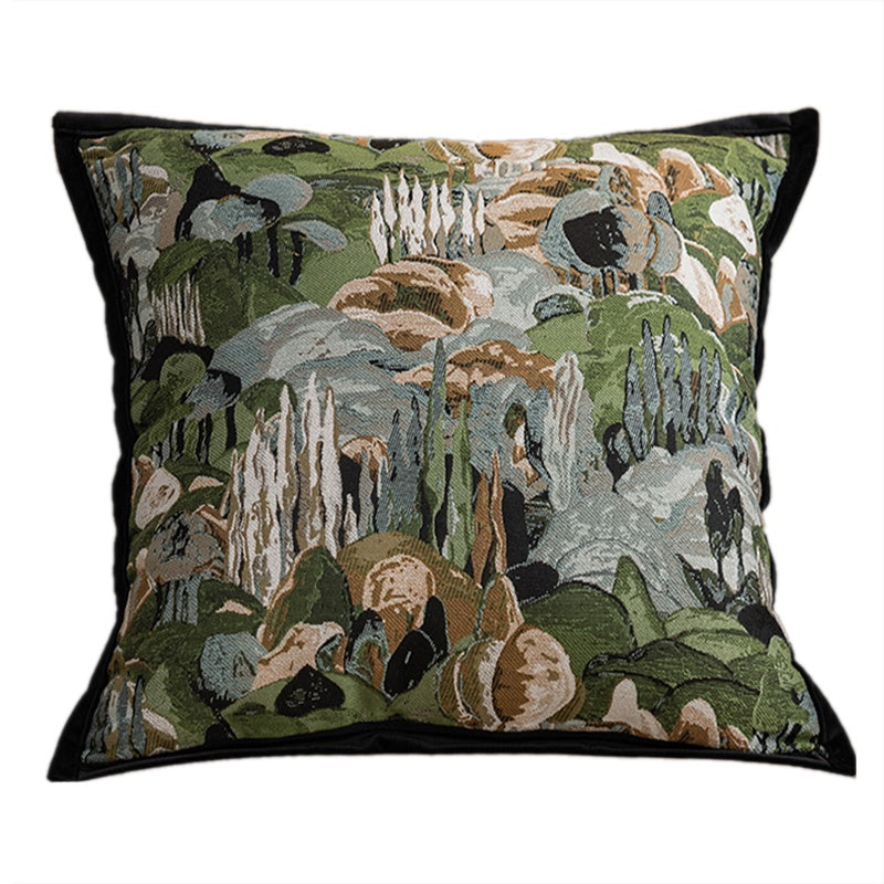 Retro Kissenbezug mit botanischem Jacquard-Muster – Ansicht 4