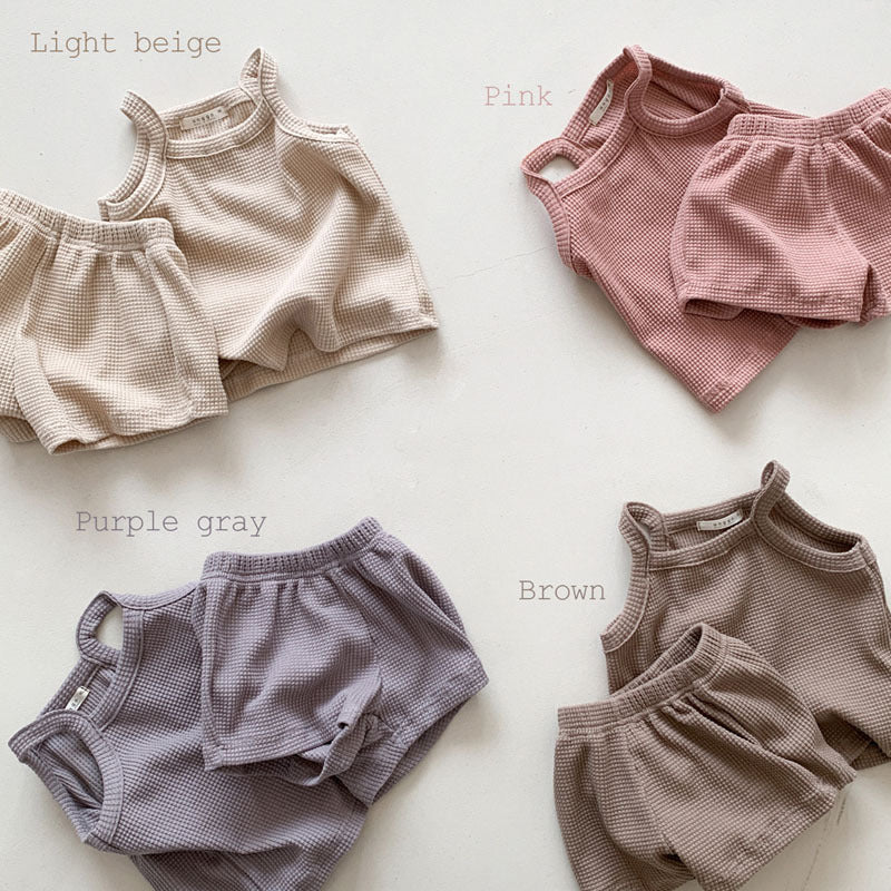 Baby-Strampler aus Waffelpiqué – Ärmellos | LuxeStyle
