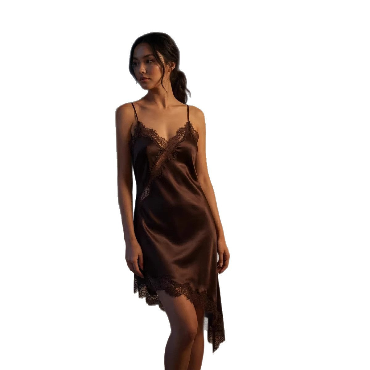 Elegantes Satin-Patchwork Slip-Kleid