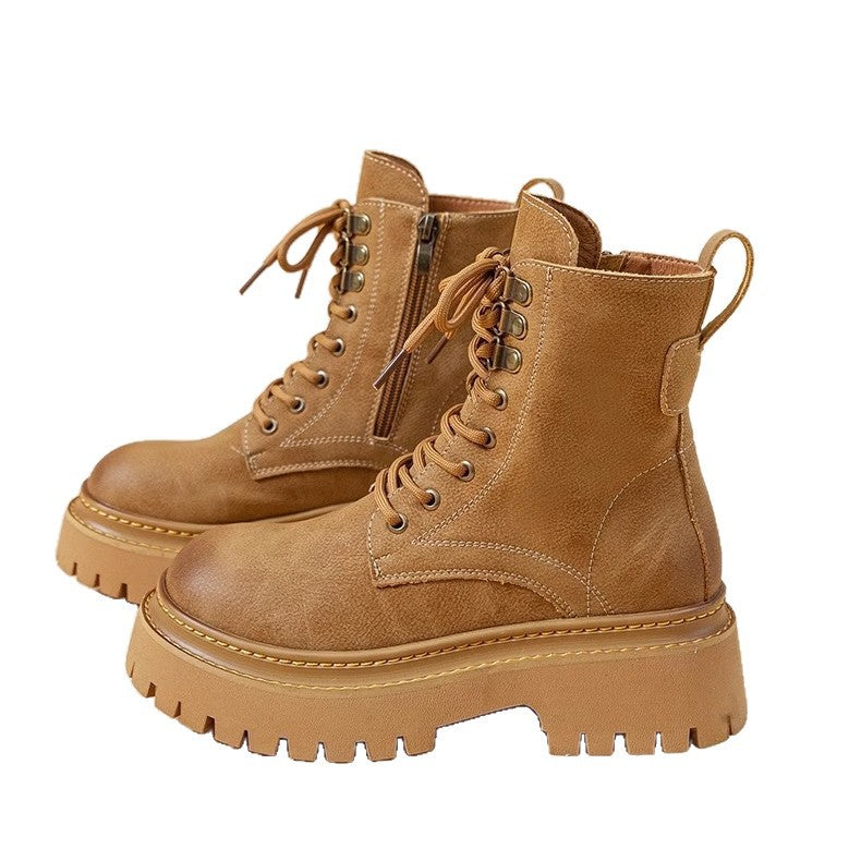 Retro-Höhenverstärkende Mid-Calf Martin-Boots