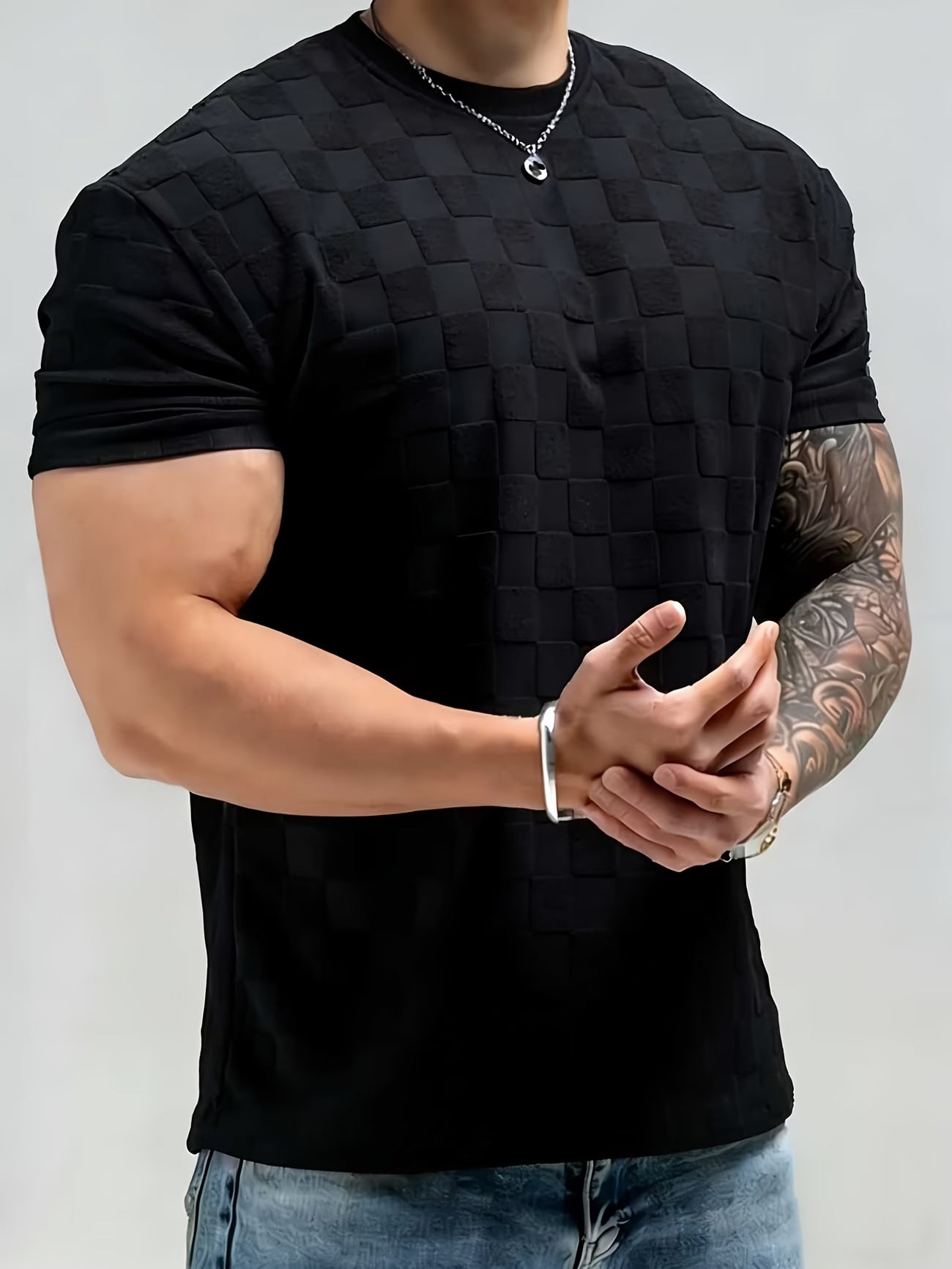 Herren Sommer Jacquard Hemd Kurzarm