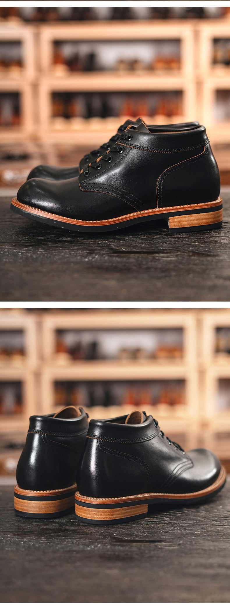 Leder-Sneaker mit runder Kappe