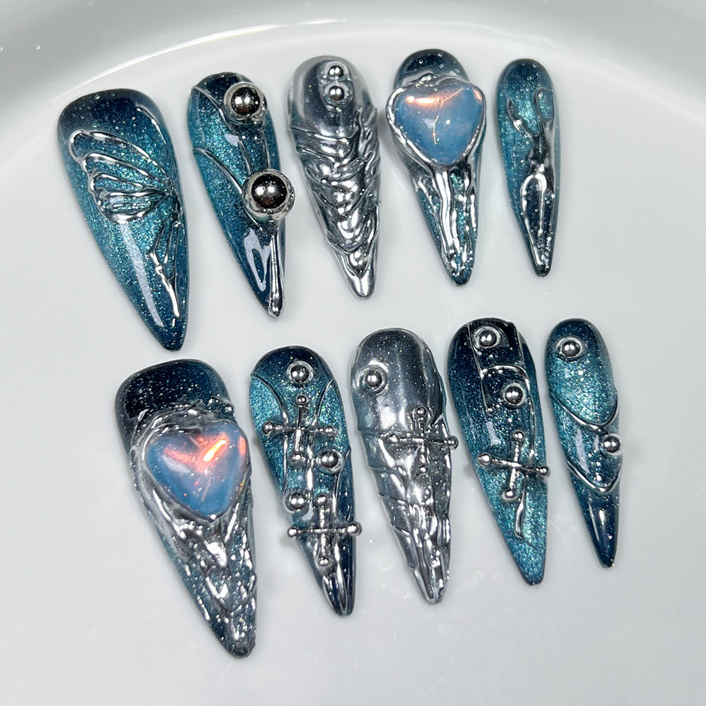 Handgemachte Galaxy Schmetterling Nagel-Sets