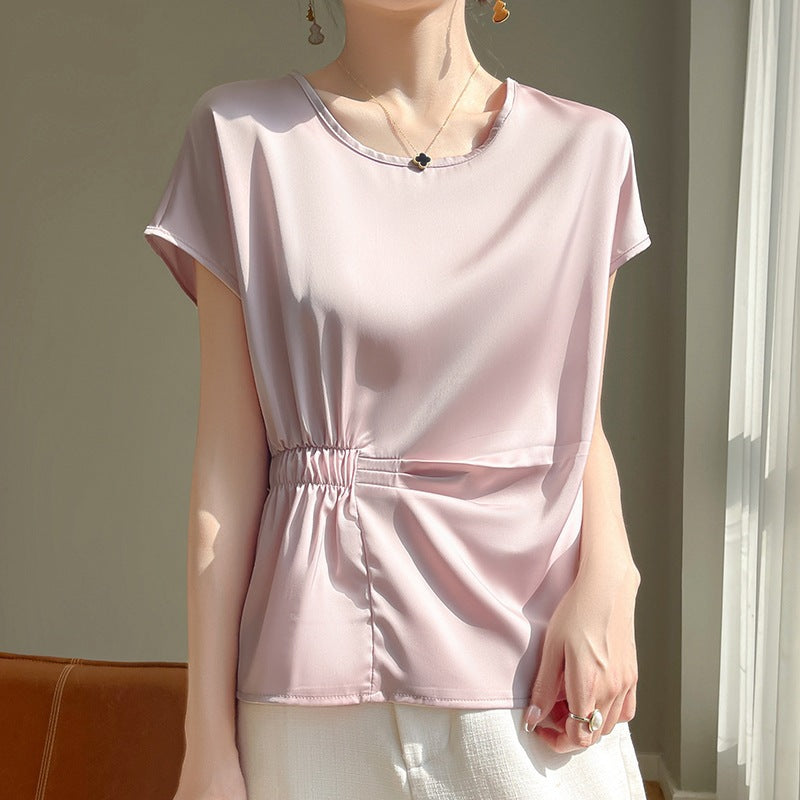 Kurzärmliges Viskose‑T‑Shirt mit Kordelzug – Bild 4 | LuxeStyle