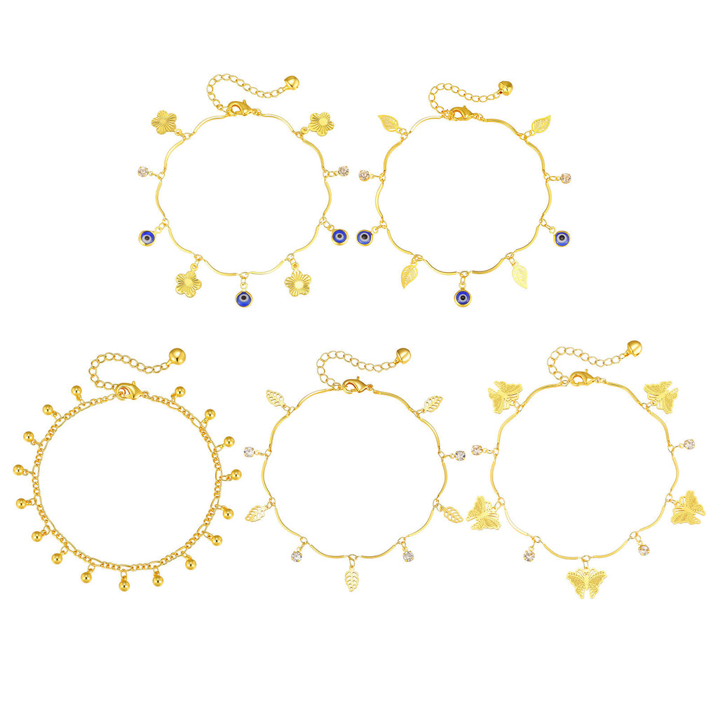 Sommer-Armband «Évil» · Schmetterling & Nazar-Auge, vergoldet