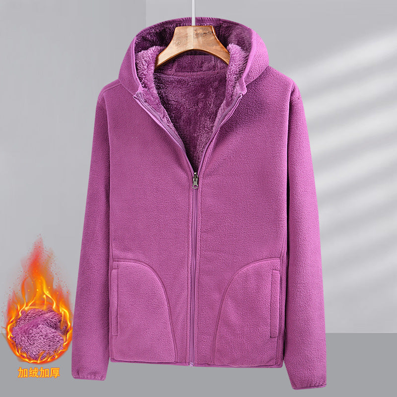 Wende-Fleece-Cardigan mit Kapuze
