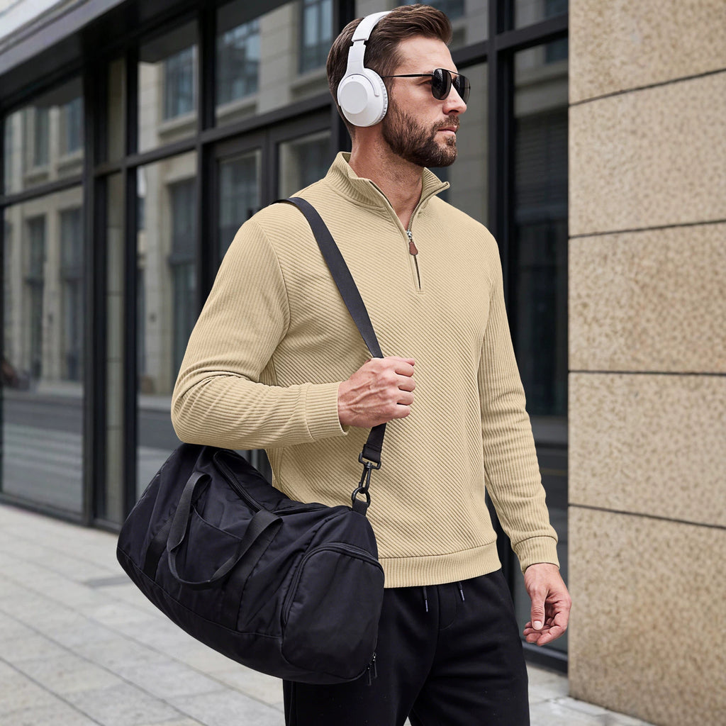 Herren Half-Zip Stehkragen Langarm-Sweatshirt