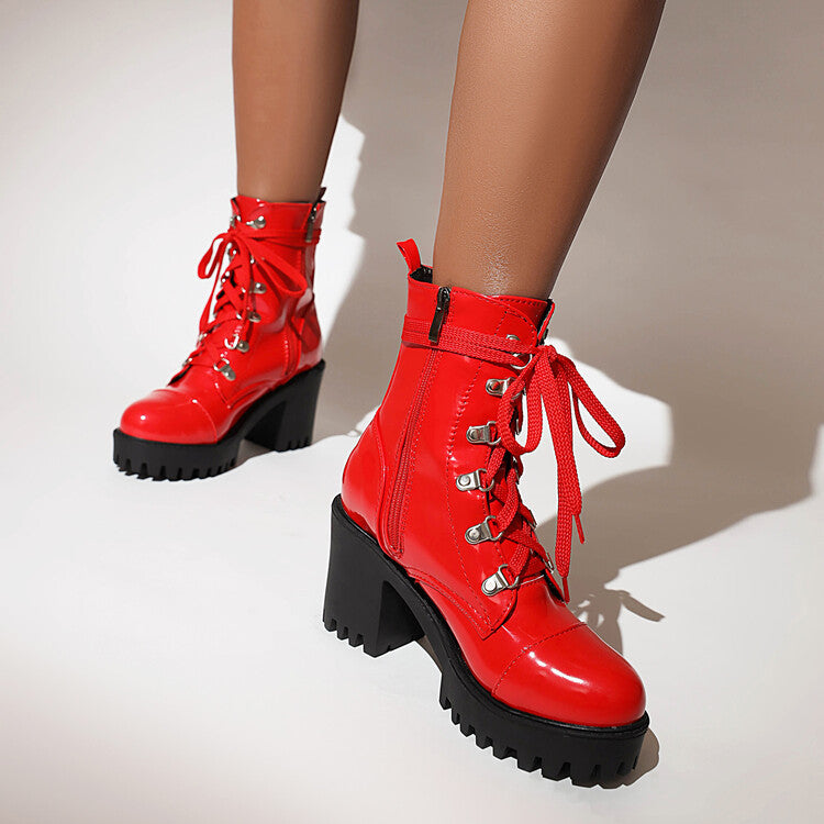 Patent-Leder Reitstiefel mit Absatz