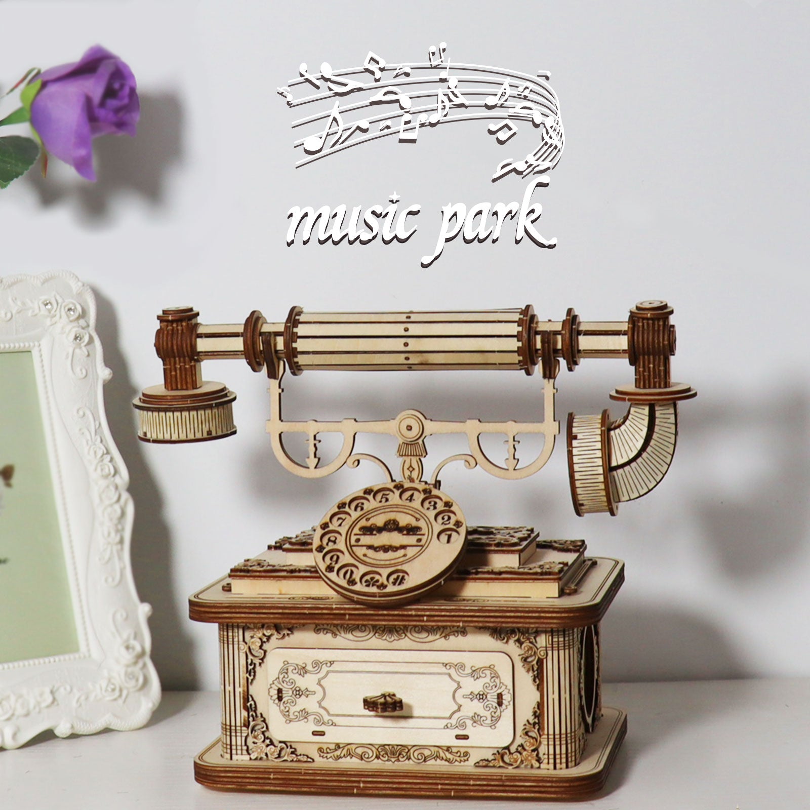Retro Telefon 3D Holzpuzzle für Erwachsene