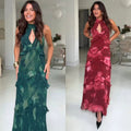 Chic Damenkleid mit Halterneck und Print