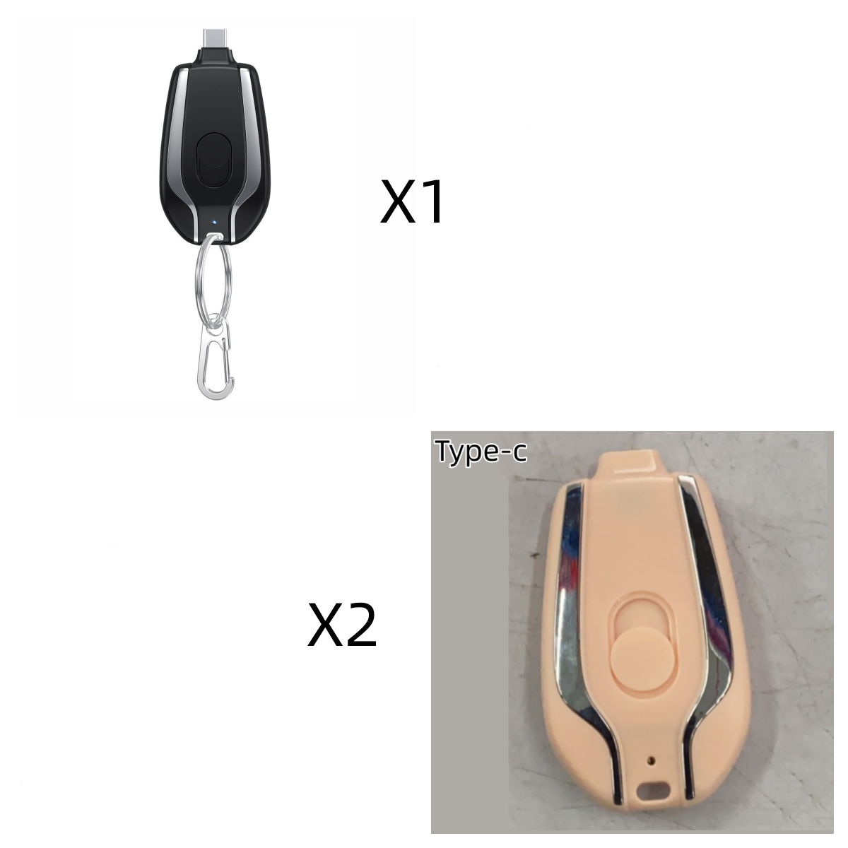 Mini Notfall Powerbank mit Karabiner (USB-C)