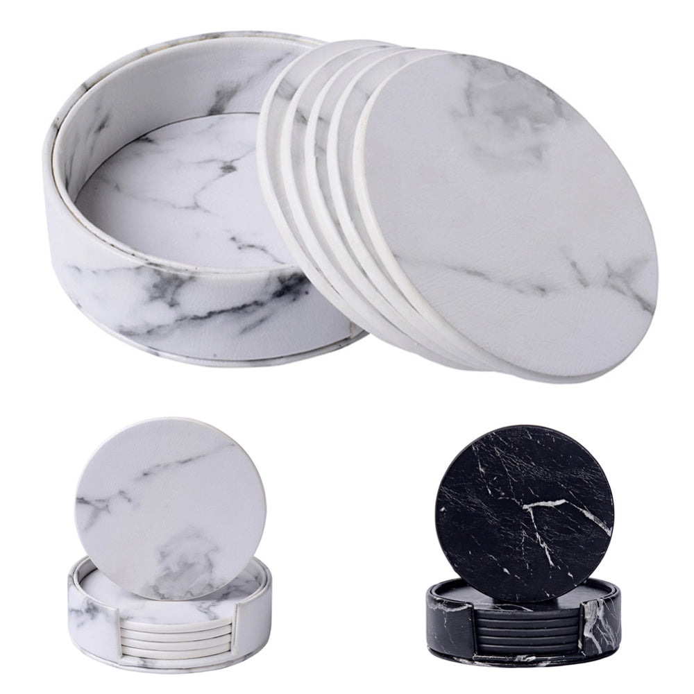 Marmor-Leder-Untersetzer (6er-Set) – Bild 2 | LuxeStyle