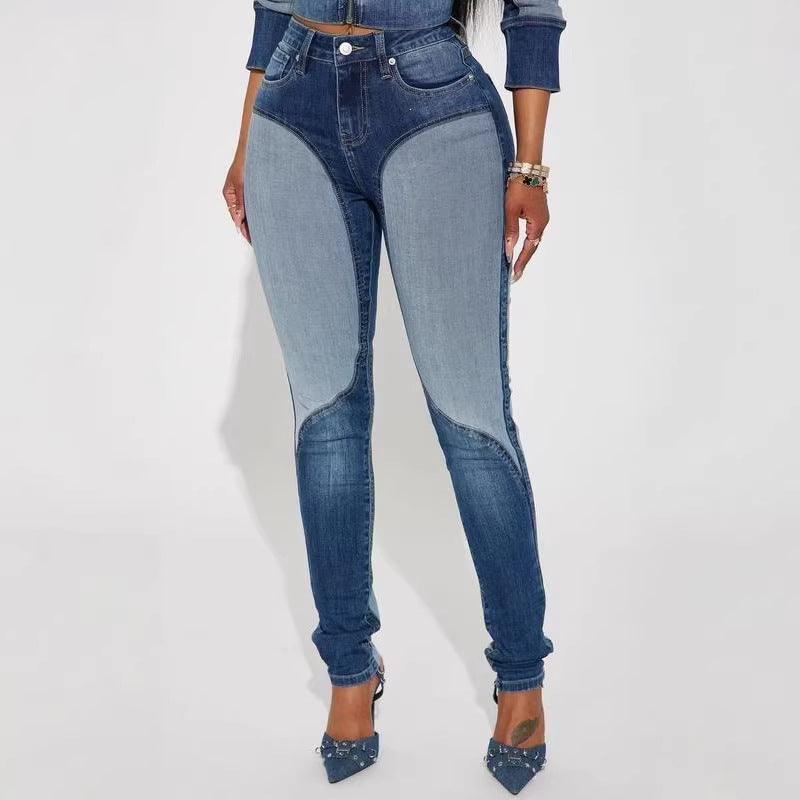 Patchwork Denim Jeans im Western-Stil