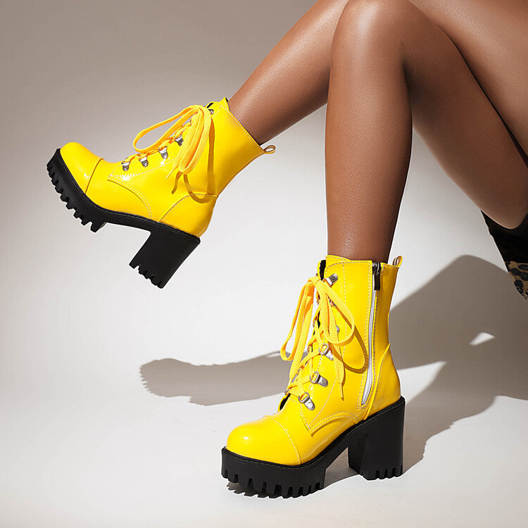Patent-Leder Reitstiefel mit Absatz