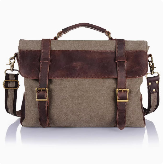 Vintage Messenger Bag aus Canvas und Leder – Bild 4 | LuxeStyle