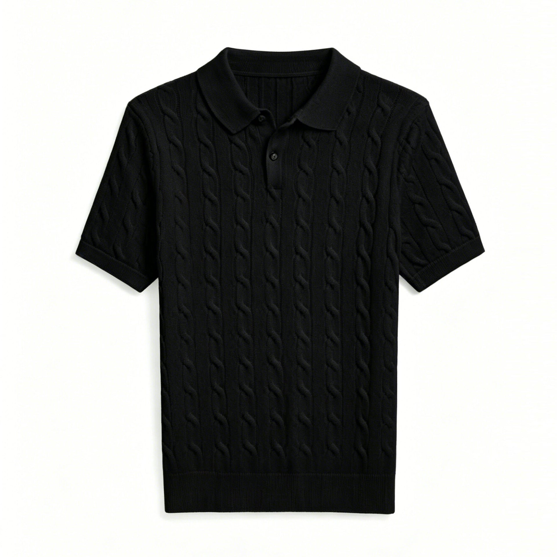 Polo-Shirt Herren Kurzarm Strick Zopfmuster