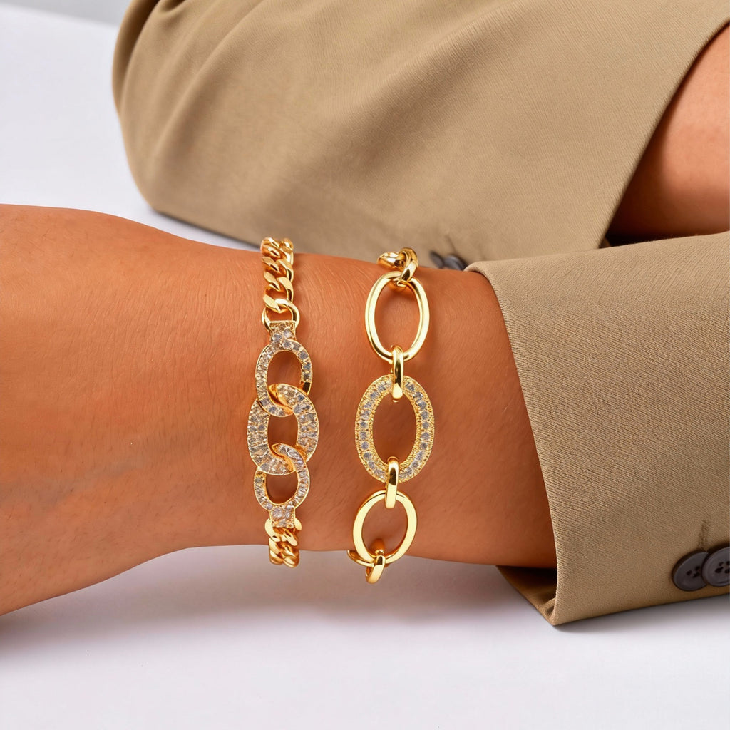 Zirkon-Armreif mit Mikro-Pavé und ovalem Ring – Bild 3 | LuxeStyle