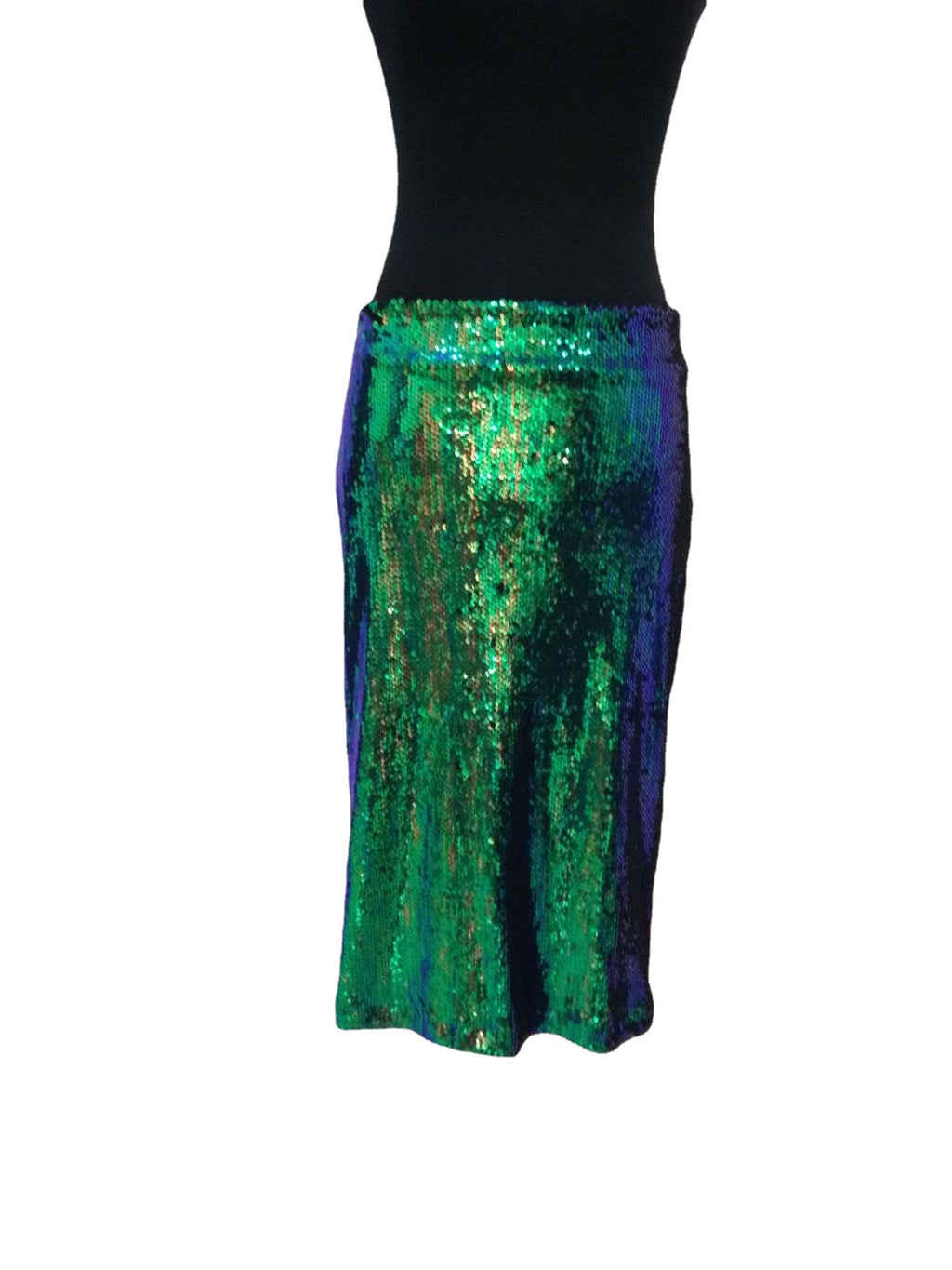Glitzernder Bodycon Midi-Rock in Laser-Grün