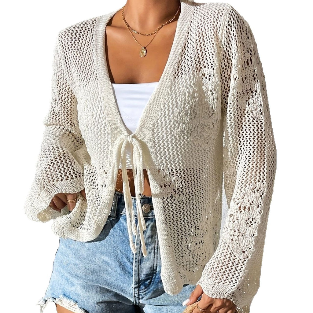 Strick-Cardigan mit Lochmuster