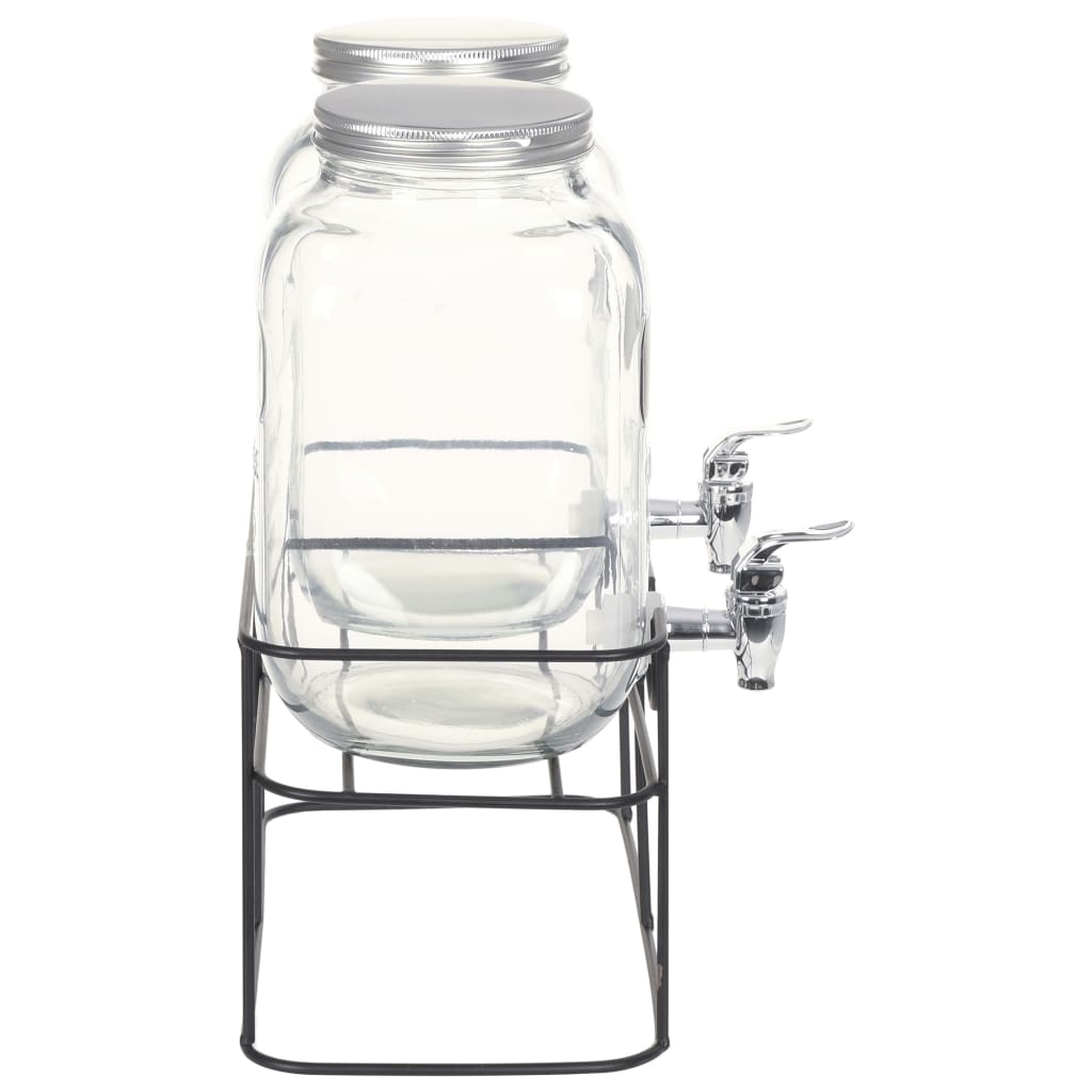 Getränkespender-Set mit Ständer, 2 x 4 L Glas