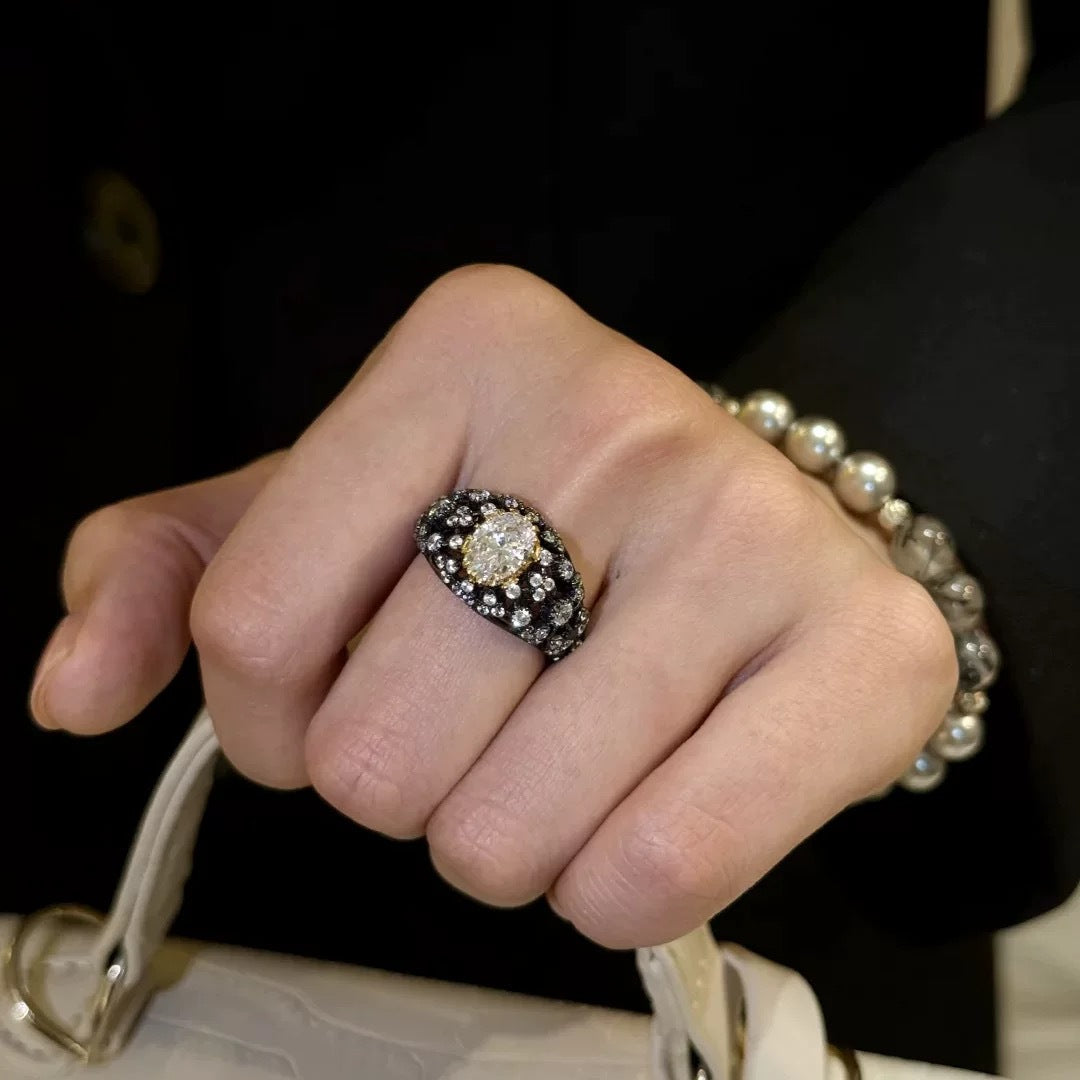 Vintage Oval Ring mit Zirkonia
